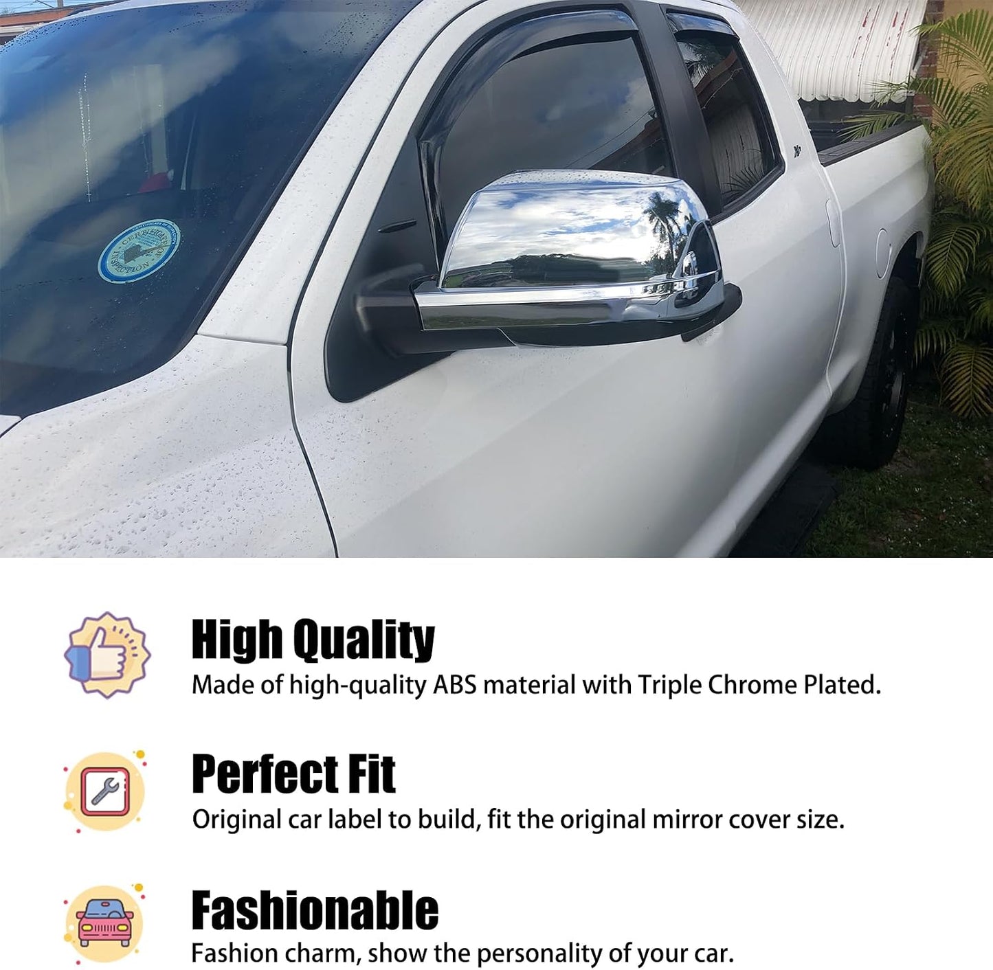 Chrome Full Mirror Covers for Toyota Tundra 2007–2021 & Sequoia 2007–2020