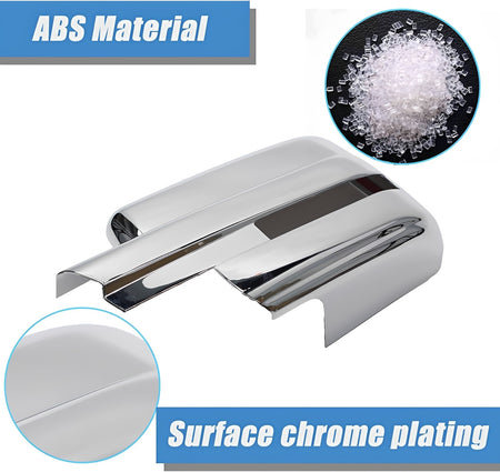 Chrome mirror cover with glossy silver finish and opening for mirror base