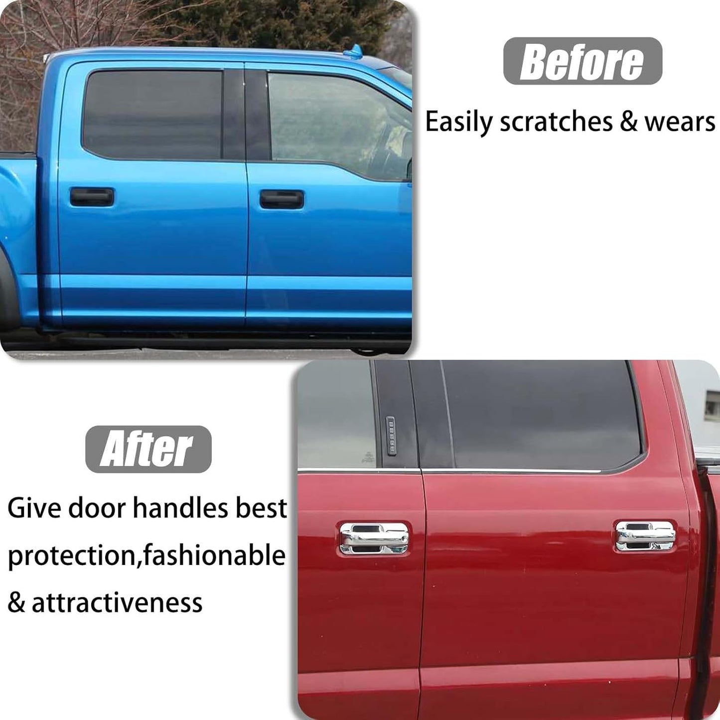 Chrome Door Handle Bowl Covers for Ford F-150 2015–2020