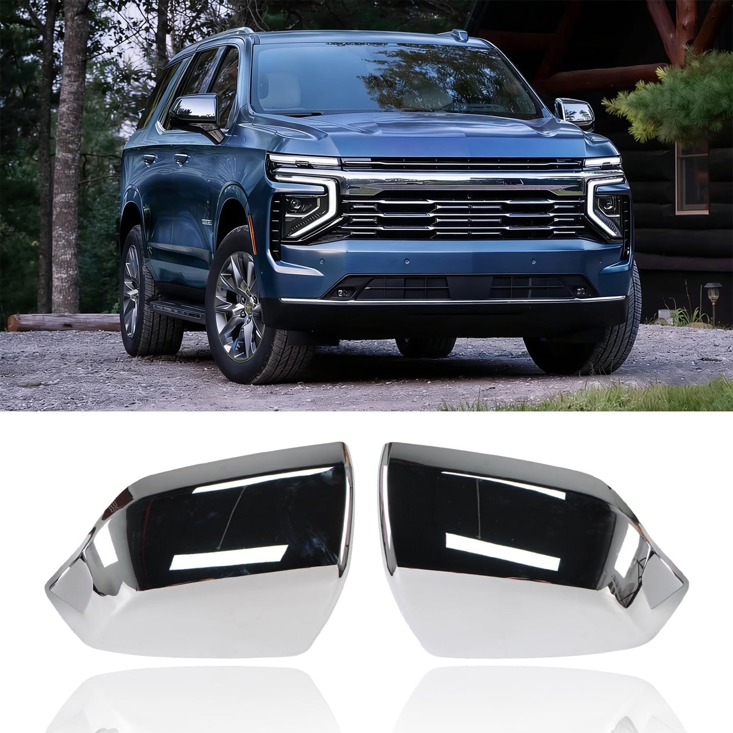 Chrome Mirror Covers for Tahoe, Suburban, Yukon & Escalade 2021–2025
