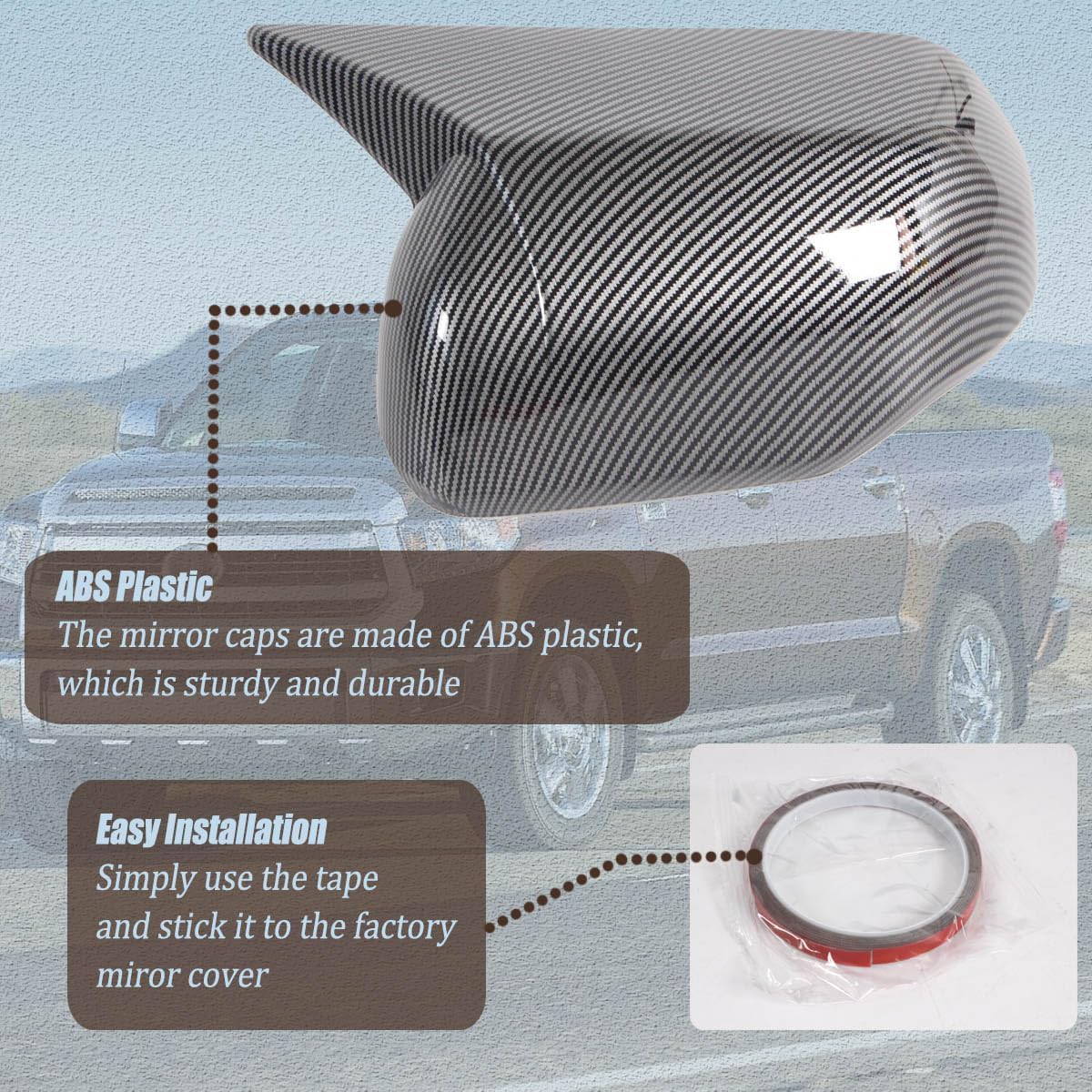 Carbon Fiber Mirror Covers for Toyota Tundra 2022–2024 & Sequoia 2023–2024