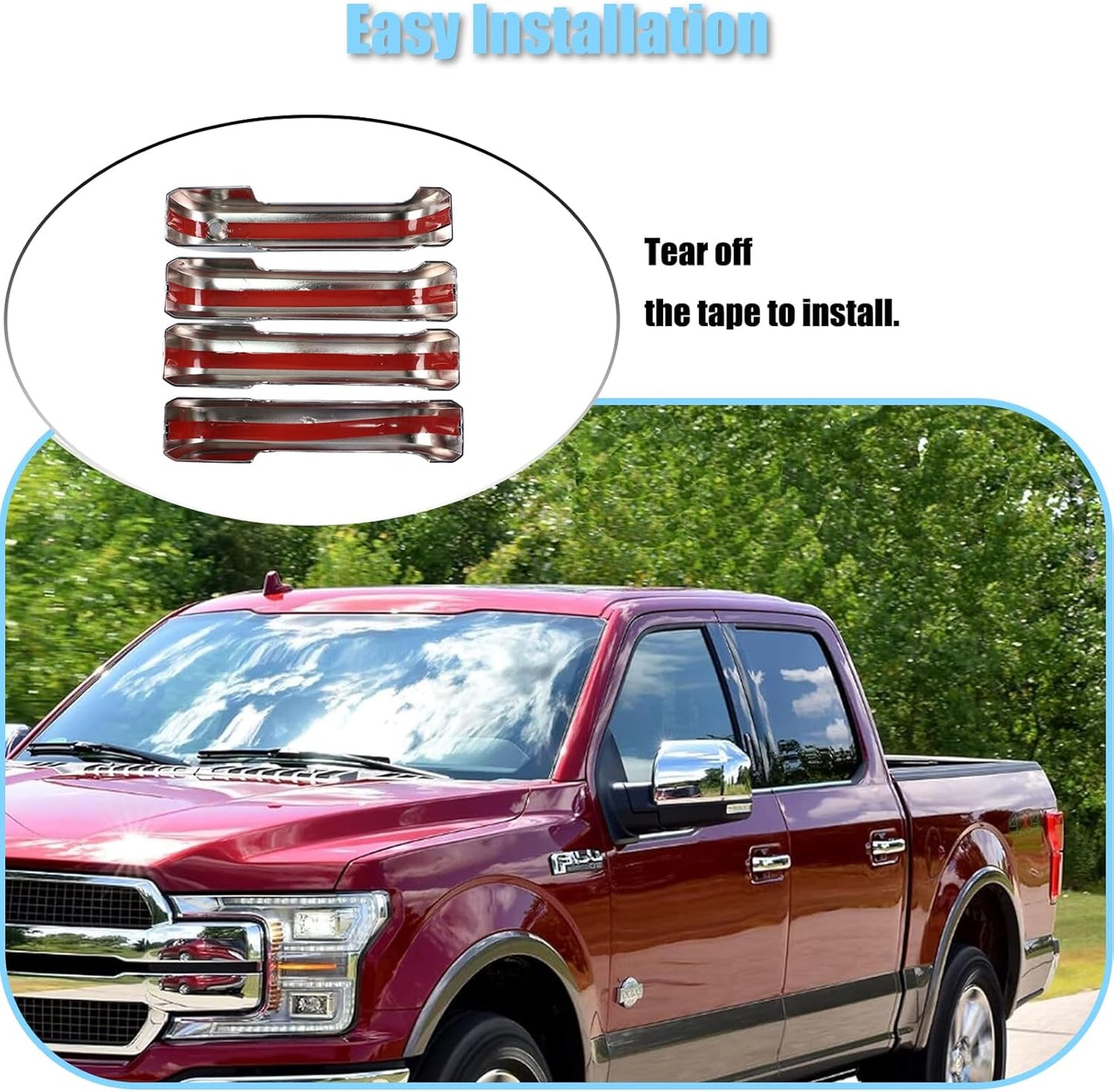 Chrome Door Handle Bowl Covers for Ford F-150 2015–2020