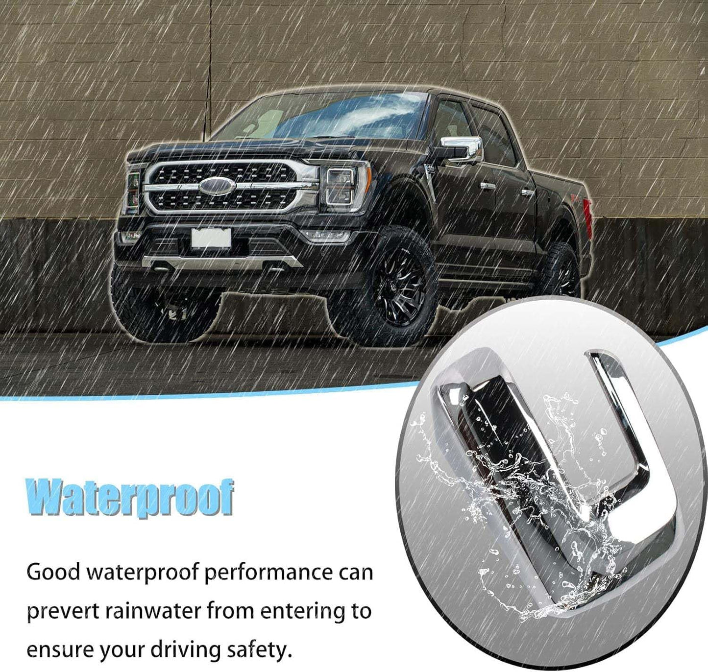 Chrome Mirror & Door Handle Cover Set for Ford F-150 2021–2025