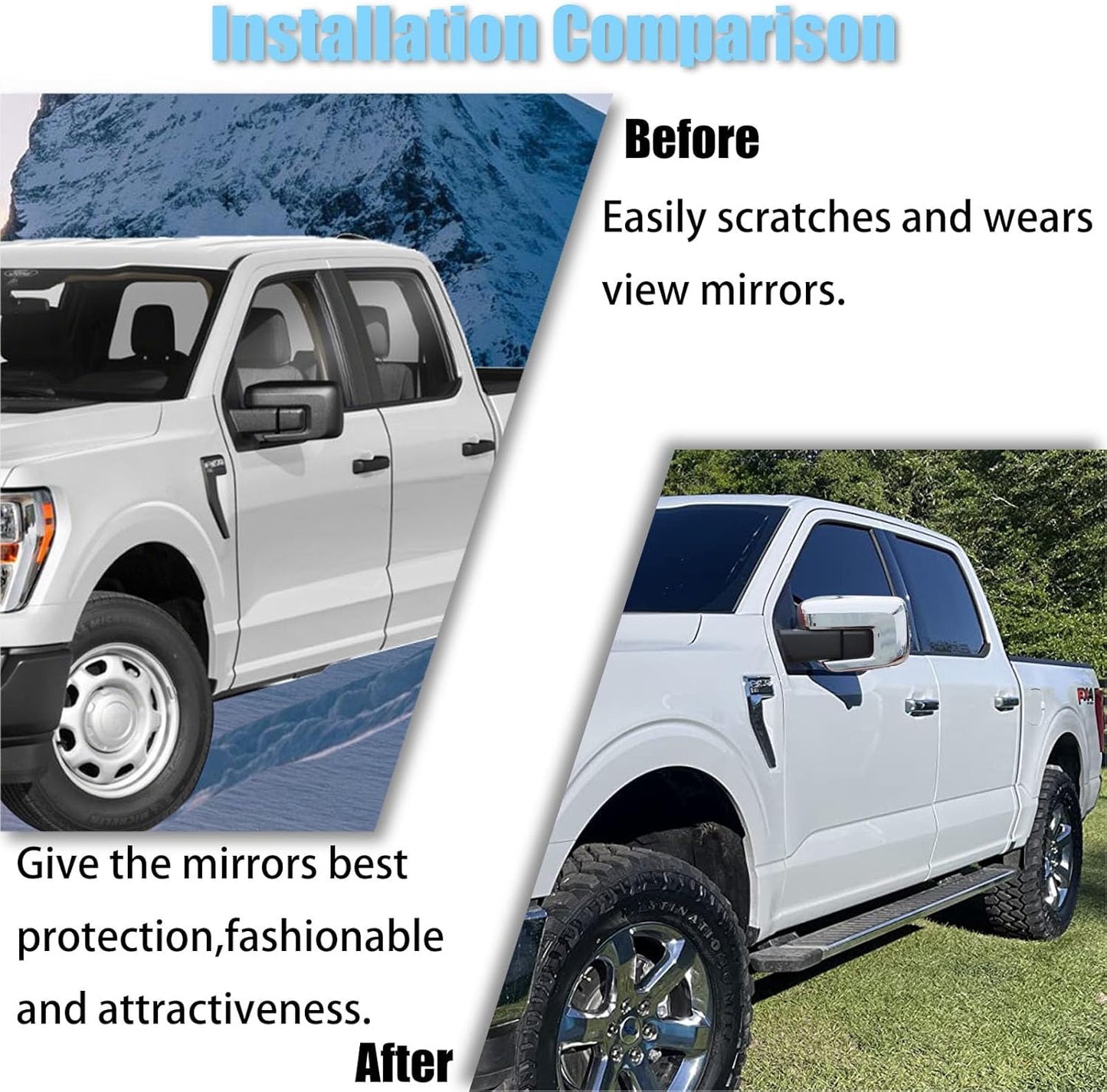 Chrome Mirror Covers With Signal for Ford F-150 2021–2025