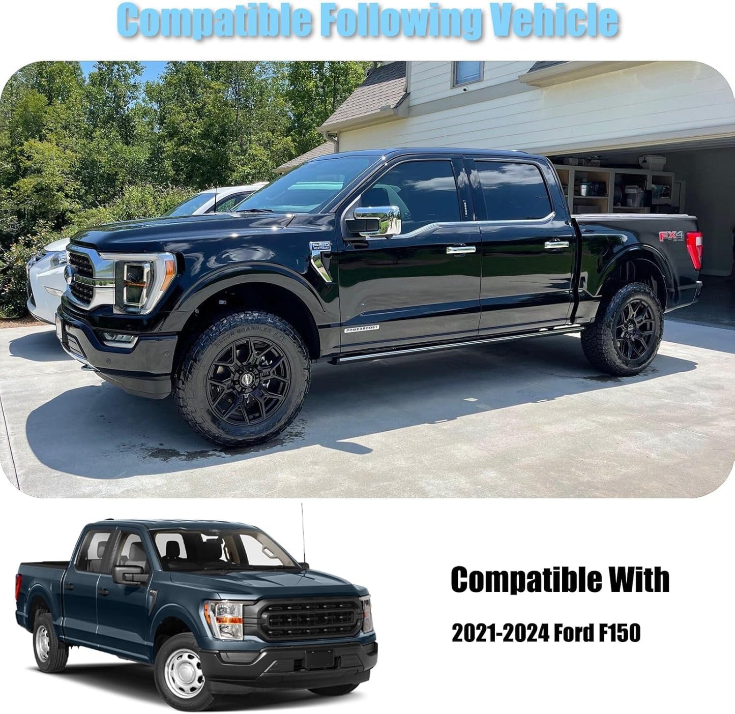 Chrome Mirror & Door Handle Cover Set for Ford F-150 2021–2025