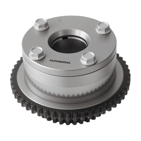 Timing sprocket assembly with toothed ring, silver housing and dark center bore